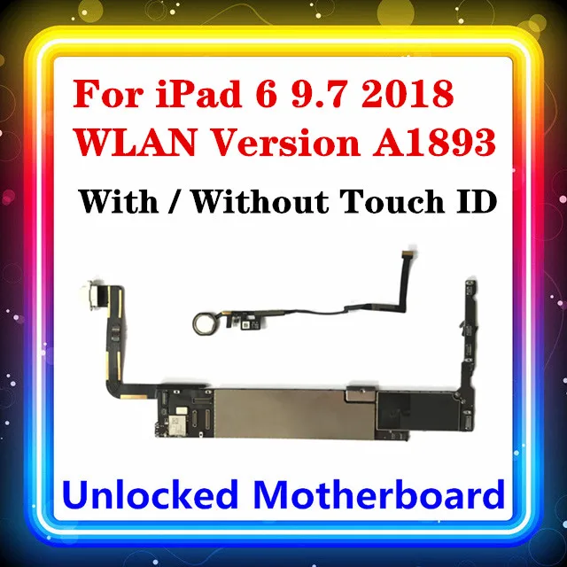 Материнская плата для IPad 6 9 7 2018 WLAN (A1893) с/без Touch ID Wifi оригинальная замененная