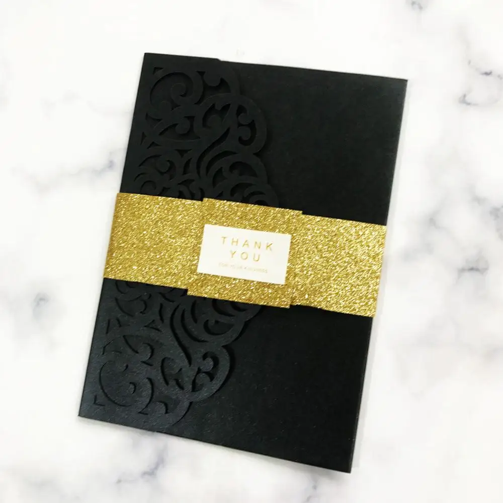 30 pcs/lot Luxury Wedding Invitation Card &amp Glitter Paper Knot Design Programs RSVP Cards Formal Business | Дом и сад