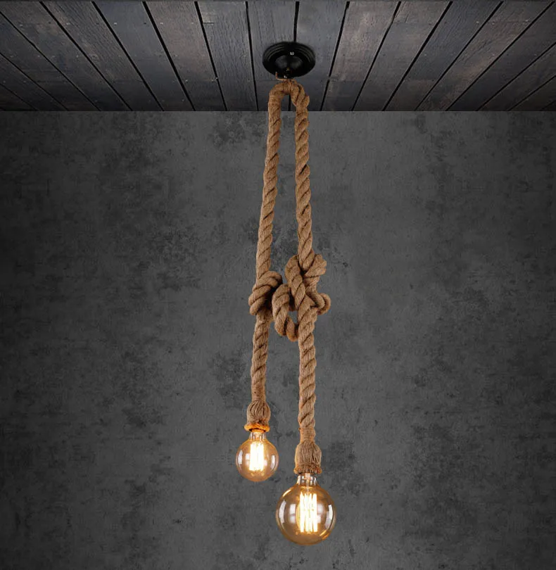 Hemp rope pendant lights Vintage Retro Industrial Hanging Lamp For Loft Living Room Restaurant Edison hanglamp pendant lights vintage pendant lights rope pendant lamp