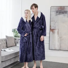Hawiton зимняя пара фланелевый Халат женский розовый халат кимоно пижамы мужские темно-синие Большие размеры ночное белье СПА отель халаты