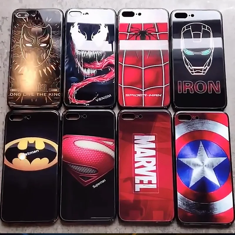 Чехол из закаленного стекла Arvin Marvel DC для iPhone XR XS MAX 8 7 6S Plus 7Plus 8Plus Coque с логотипом Ironman Batman, чехол для телефона Capinha