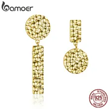 BAMOER Лидер продаж 925 пробы серебряные индивидуальные геометрические круглые серьги-гвоздики для женщин геометрические серебряные ювелирные изделия подарок SCE533