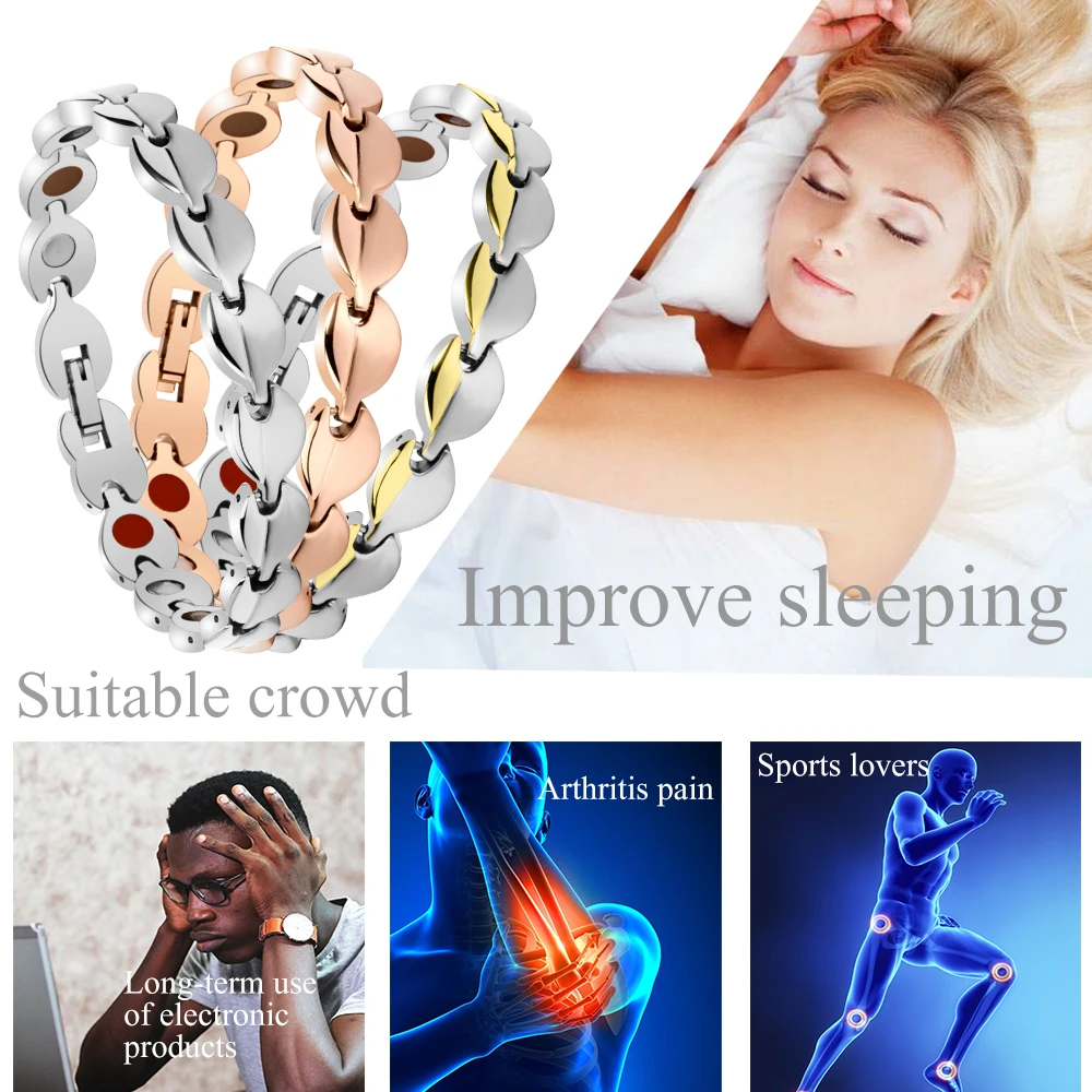 38 Women Energy Magnetic Therapy Bracelet 316L Stainless Steel Elegant Jewelry and Biomagnetic Carpal Tunnel Relief Bracelet
