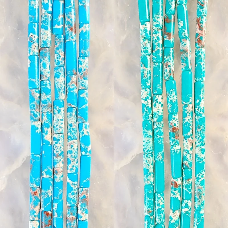 30Pcs 4x13mm Assorted Natural Column Shape Sea Sediment Jasper Loose Stone Beads For Jewelry Necklace Bracelet DIY