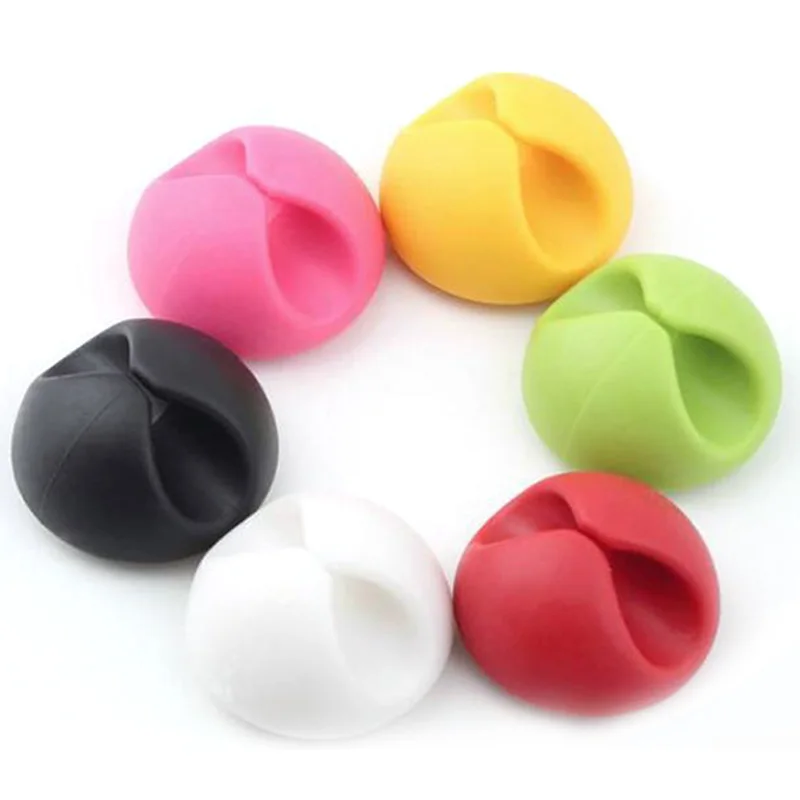 

Universal Line Fixer Car bracket 6PC Round Cable Clips Holders Colorful Winder Wire Cord USB Cable Clips Ties Organizer Holder