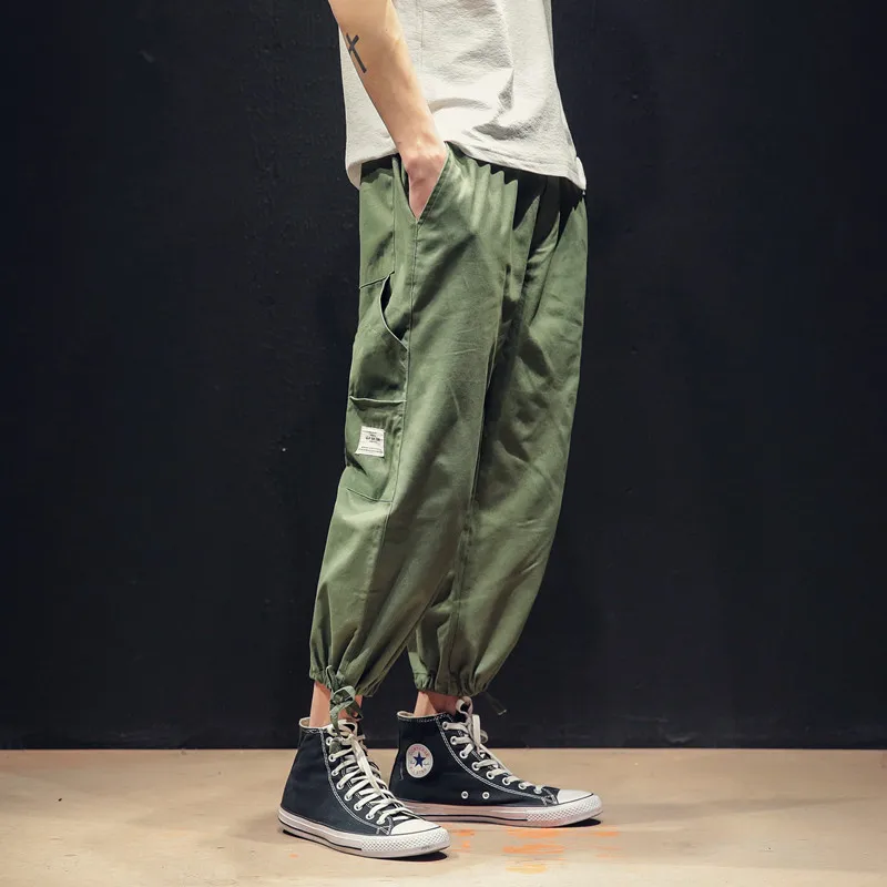Осенние мужские брюки карго с несколькими карманами, штаны-шаровары с эластичной талией в стиле хип-хоп, повседневные свободные штаны для бега, Мужские штаны длиной до щиколотки