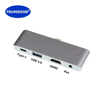 

TRUMSOON Type C to HDMI USB 3.0 USB-C SD TF Card Reader Aux Adapter for iPad pro Macbook Samsung Dex Huawei P20 Dock Projector