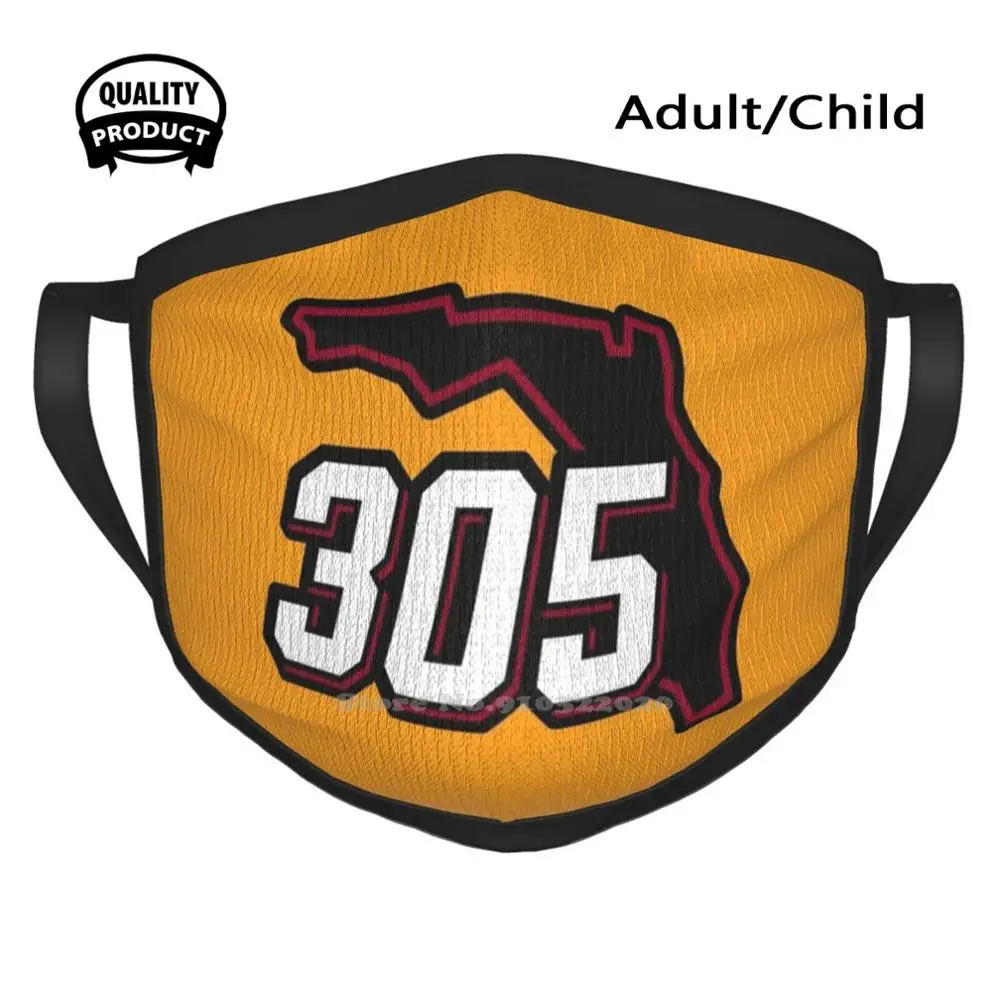 

Miami 305 Logo On Yellow Cotton Breathable Soft Warm Mouth Mask Miami Basketball Beach Florida Dolphins South Beach Miami Vice