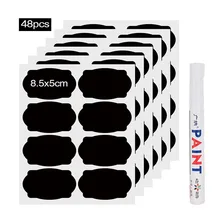 48 шт. наклейки для специй s кухонные водонепроницаемые бутылки Джем ярлык на банку стикер s Органайзер банки меловая доска наклейка на стену черные бирки