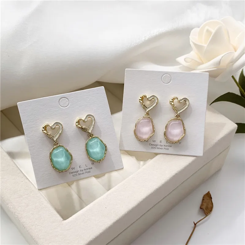 

YANGLIUJIA Fashion Geometric Love Candy Color Earrings 2020 New Female Temperament Contracted Earring Jewelry Accessories