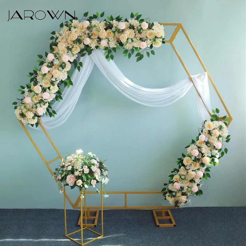 

JAROWN Wrought Iron Hexagonal Arch Frame Wedding Stage Background Flower Decoration Home Party Screen Decor