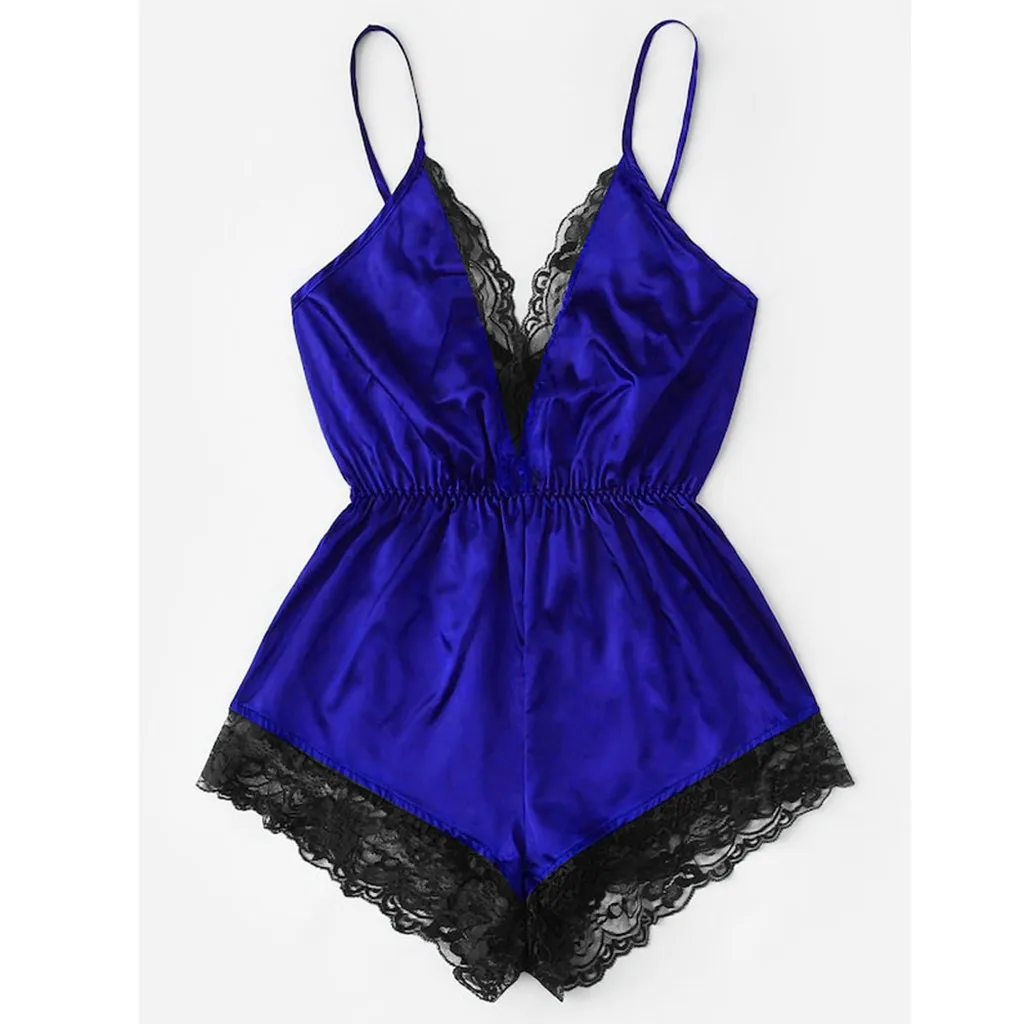 Women Lingerie, Women Bodysuit Sleep Wear Set V-neck Lace Splice