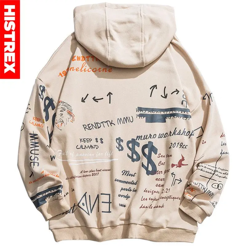 Мужские толстовки Харадзюку, уличная Толстовка в стиле хип-хоп, худи с граффити Эйнштейном, пуловер, свободная спортивная рубашка из хлопка, хипстерский принт