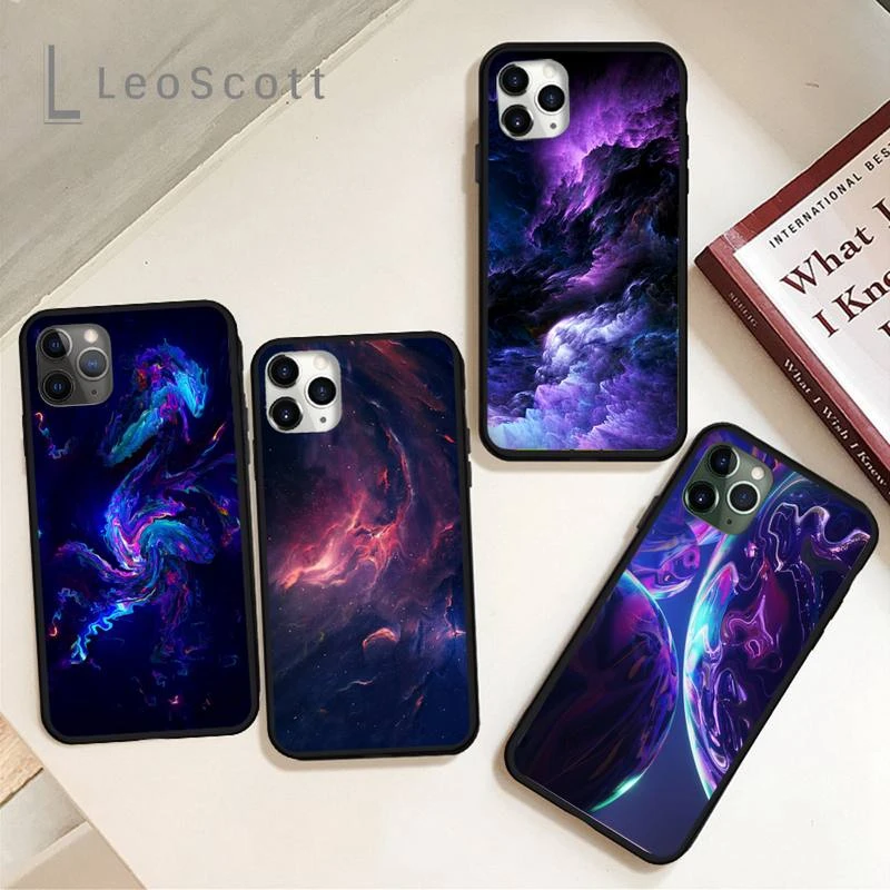 Aesthetic Purple And Black Phone Case For Iphone 11 12 Pro Xs Max 8 7 6 6s Plus X 5s Se Xr Soft Silicone Aliexpress Cellphones Telecommunications
