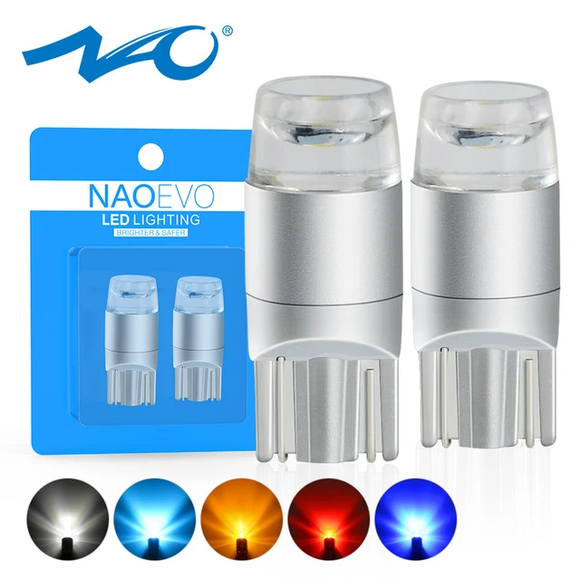 NAO W5W LED Bulb T10 5W5 Car interior light SMD 194 168 Glass Auto Filament  Lamp 12V Red Yellow Crystal Blue Dome Trunk Lamp - AliExpress