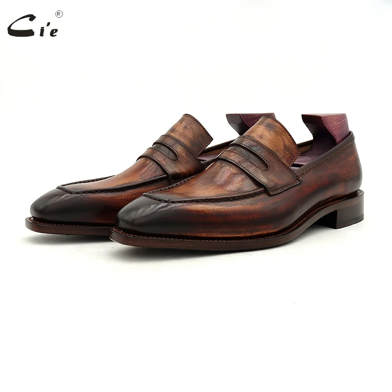Goodyear welted loafer men formal shoes leather sole shoes for men office dress patina brown business leather loafer 213