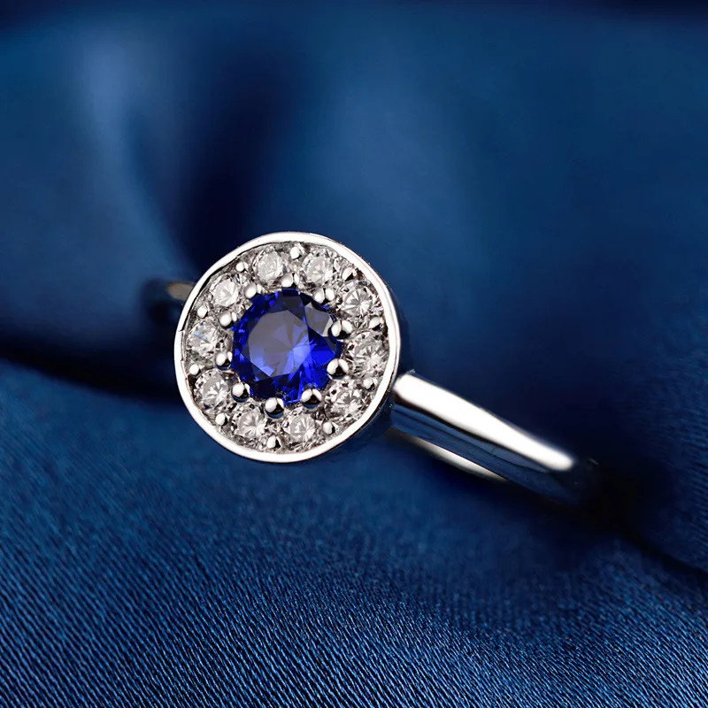 Bague Ringen 925 пробы Серебряное кольцо для женщин с созданным аквамариновым регулируемый размер кольцо с камнем для женщин подарок на день Святого Валентина