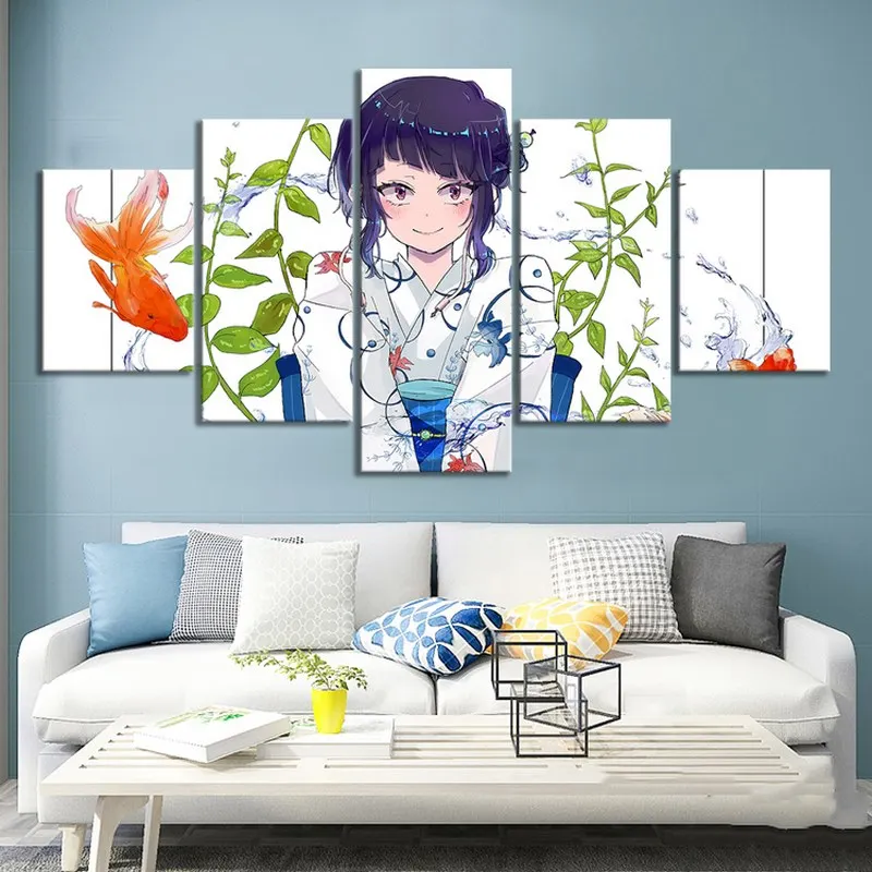

No Framed Canvas 5Pcs My Hero Academy Anime Jiro Kyoka Wall Art Poster Picture Home Decor For Living Room Paintings Decorations