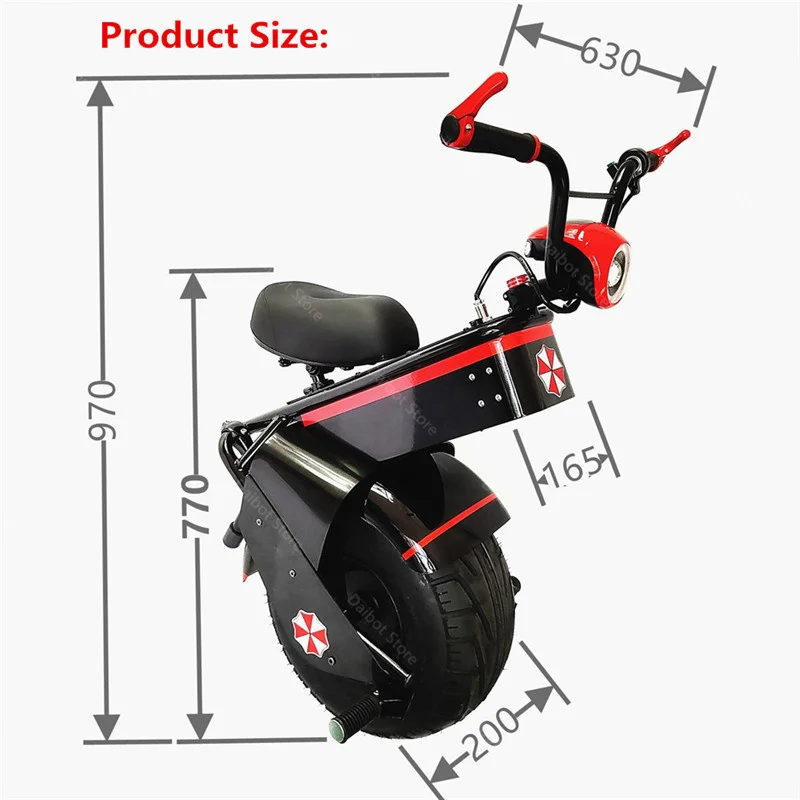 Electric Scooter 1500W One Wheel Self-balancing Scooter Motorcycle Seat 110KM 60V Electric Monowheel Scooter 18 Inch Wide Wheel  (8)