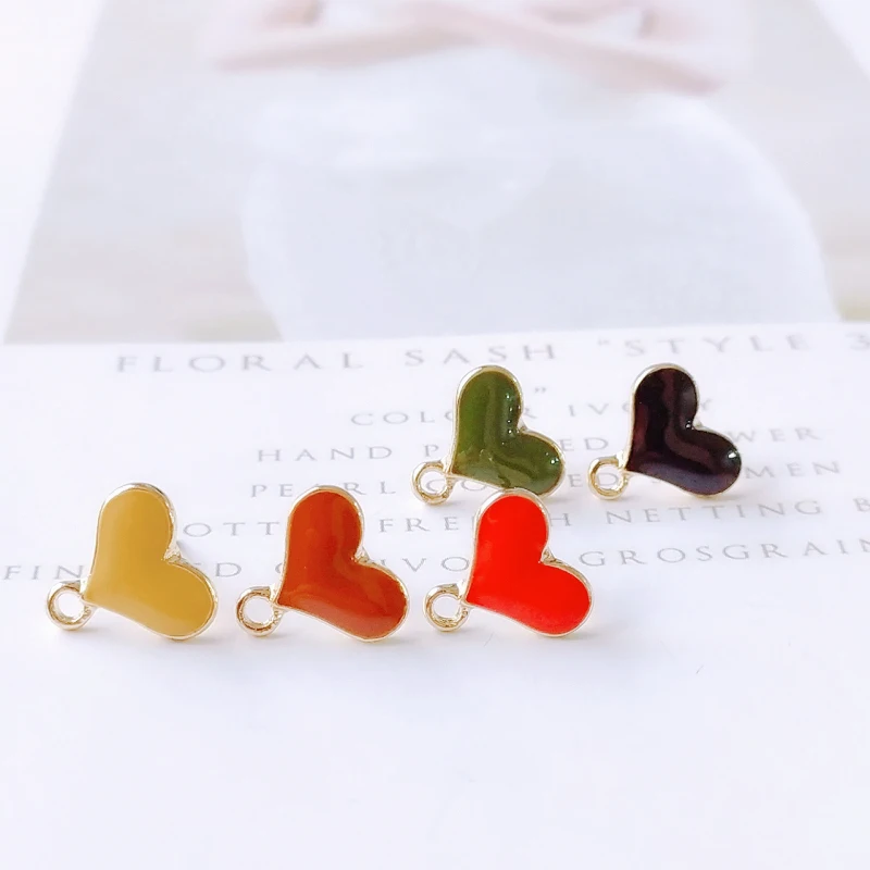 

Enamel Heart Alloy Stud Earring Finding Components Eardrop Simple Style DIY Jewelry Accessories Handmade Materials 6pcs