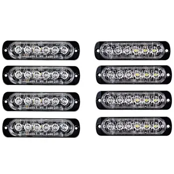 

8pcs 6-LED Light Flash Emergency Car Vehicle Warning Strobe Flashing - 4pcs Blue & 4pcs Yellow