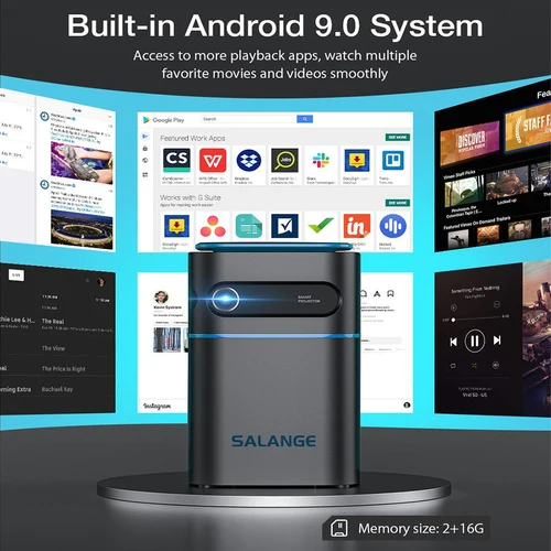 Salange P22 미니 프로젝터, 풀 HD 리얼 3D, 배터리 포함, 키스톤 와이파이 LED 스마트 프로젝터, 블루투스, 4K DLP 안드로이드 2