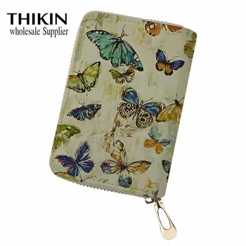 

Retro Butterfly Print Women Zipper Credit ID Card Holder Case Ladies Business Credit Card Holders Dropshipping Supplier Custom