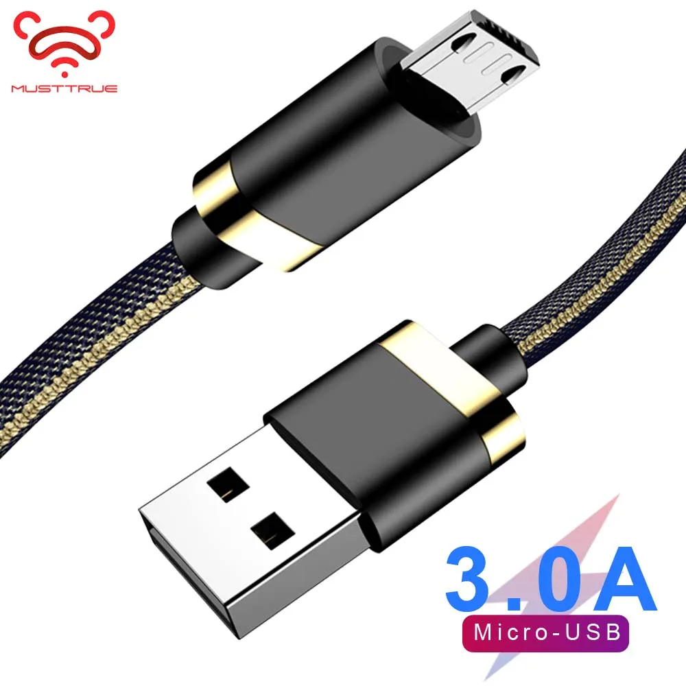 MUSTTRUE USB Cable Micro Charger 4 Color 1M Denim Wire for samsung xiaomi huawei mata 7 microusb Charging Data Cord | Мобильные