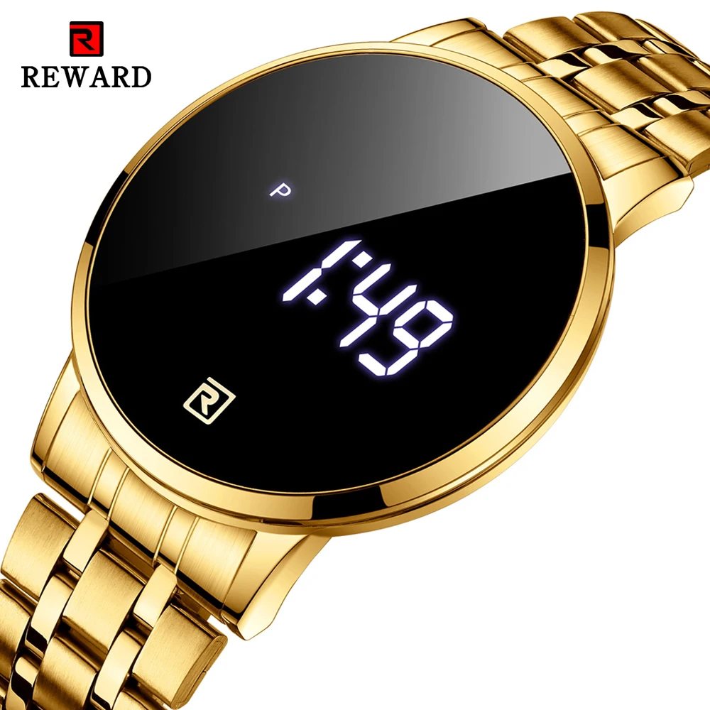 Cut Price Men Watches REWARD Touch Gold Waterproof Relogios Fashion Luxury Top Masculino LED Brand gBQLxK9VywQ