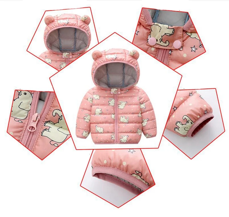 COOTELILI Cute Dinosaur Winter Parkas Kids Jackets For Baby Girls Boys Clothes Thick Cotton Children's Coat Baby Outerwear (9)