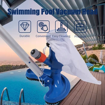 

Indoor Swimming Pool Vacuum Head with Clip Handle Drawstring Bag Pool Flexible Cleaning Spray Brush Pool Surface Cleaning