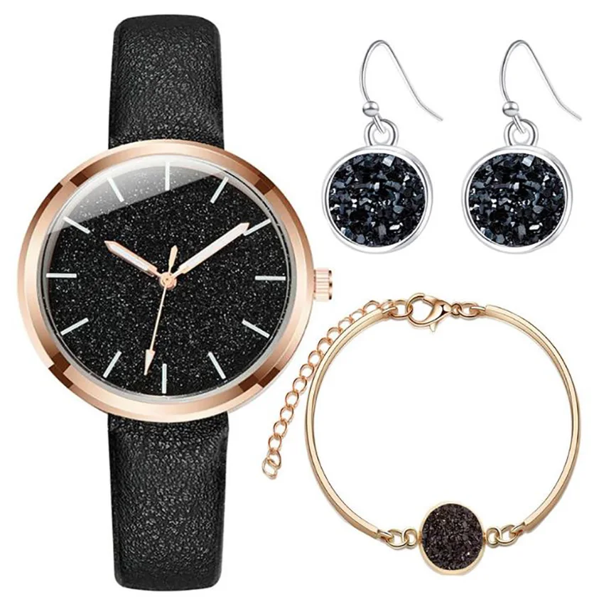 

Fashion Luxury Ladies Watch Shiny Women Belt Quartz Watch Personality with Earrings and Bracelets Wristwatches relogio feminino