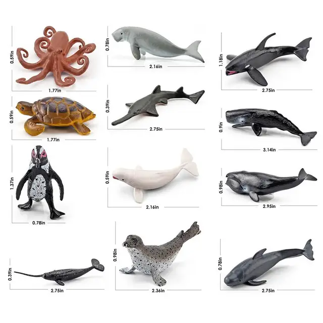 Sea Animal Toy Set Animal Sea Figures Ocean Toy For Kids 12-PCS Animal Figurines Set For Sea Lovers Realistic Animal Educational 6