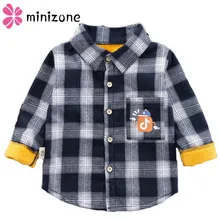 Лидер продаж, рубашка из хлопка для маленьких мальчиков фланелевая блузка с отложным воротником для малышей Топы, клетчатые рубашки для малышей от 12 месяцев до 5 лет, детский топ MM80