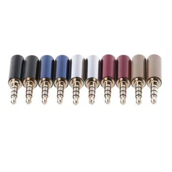 

10x 4 Pole Copper 3.5mm Male Stereo Audio Jack Plug Solder Connector Accessories