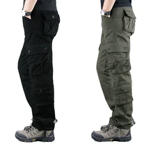 Мульти карманы военные тактические брюки комбинезоны мужские карго Брюки повседневные Pantalon мужские теплые брюки прямые длинные брюки 29-55