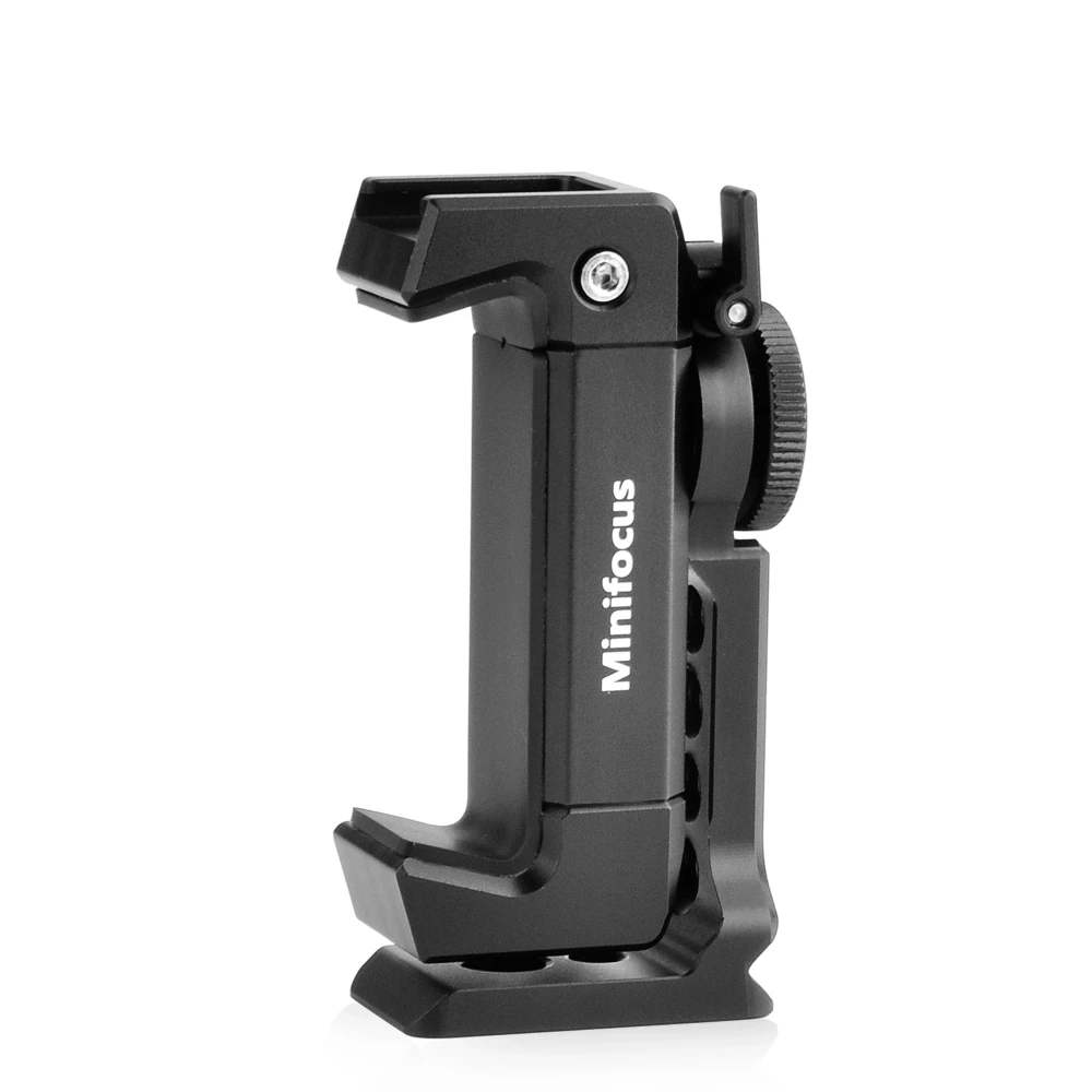 Phone Tripod Mount Cold Shoe Smartphone Holder Clip Metal 360 degree Rotation Vertical Cell Phone Bracket