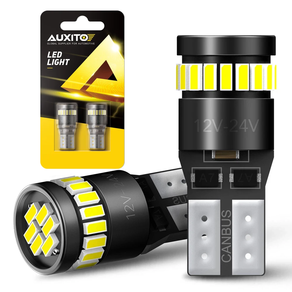 

2pcs Canbus W5W 168 T10 Wedge LED Light Bulb Car Side Marker Parking Lights License Plate Lamp Dome Trunk Interior Lighting 12V