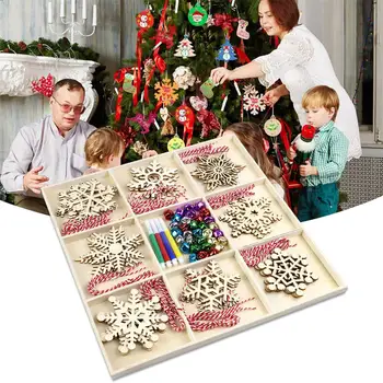 

Christmas Tree Pendants Wooden Hanging Ornament Snowflake Elk Xmas Decoration