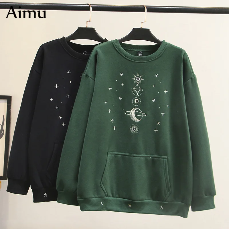  Winter cute velvet Warm Graphic Hip Hop Hoodies Female harajuku fleece oversized Hoodie Funny Plane