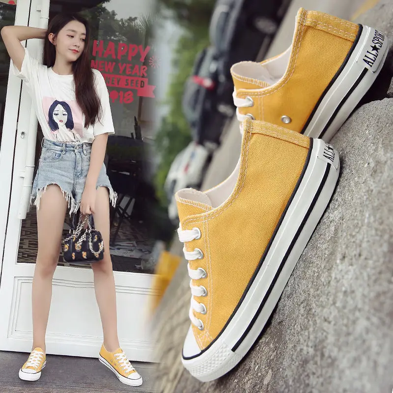 

Shoe Canvas Shoes Student Korean-style Versatile 2019 New Style Spring Black And White with Pattern Harajuku Shoes INS Flat Clot