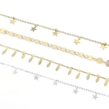 

1 Meter Star Leaves Charms Chains Copper Brass Chains For DIY Choker Necklace Bracelet Anklet Jewelry Making Supplies