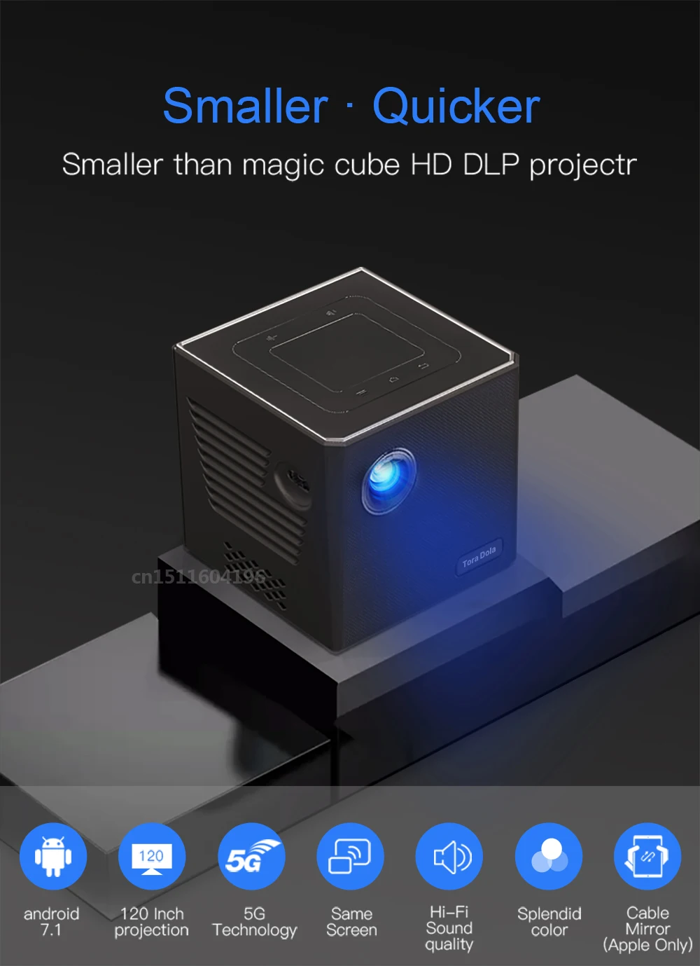 Тора Дола мини Портативный проектор C80 1080P Поддержка 4K для дома с Android 7 0 WI FI 3400 мА/ч