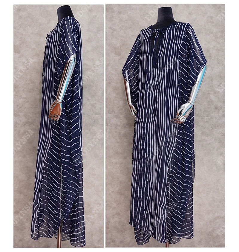 Размера плюс полосатая летняя пляжная одежда шифон Кафтан пляжная Женская Туника банное платье халат ПЛАЖ одежда для плавания накидка# Q844