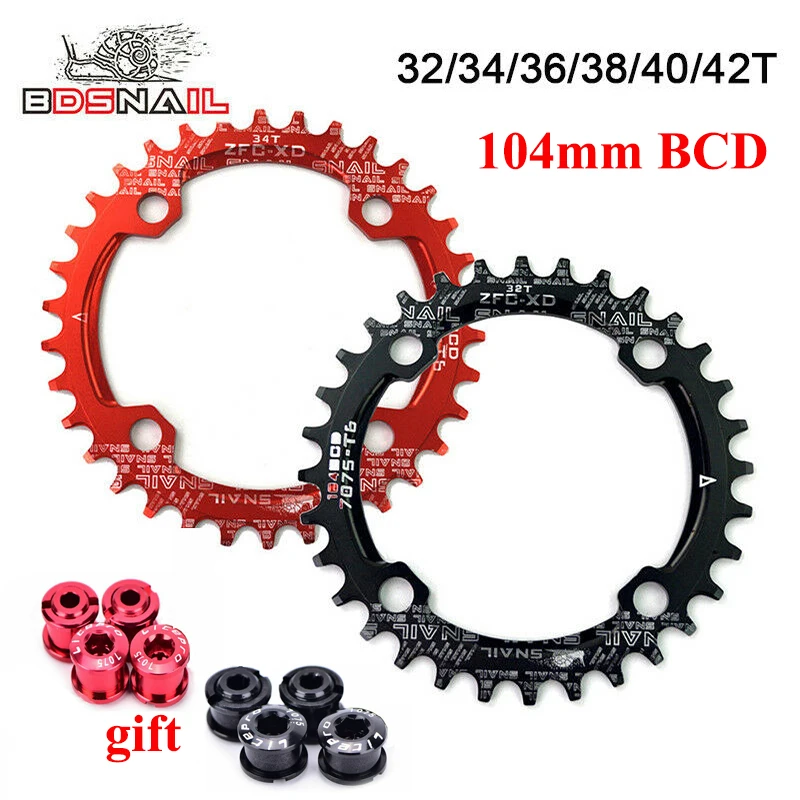 Bicycle Chainring Aluminium Alloy 104mm BCD 4-Bolt Mountain Singlespeed Chainring 