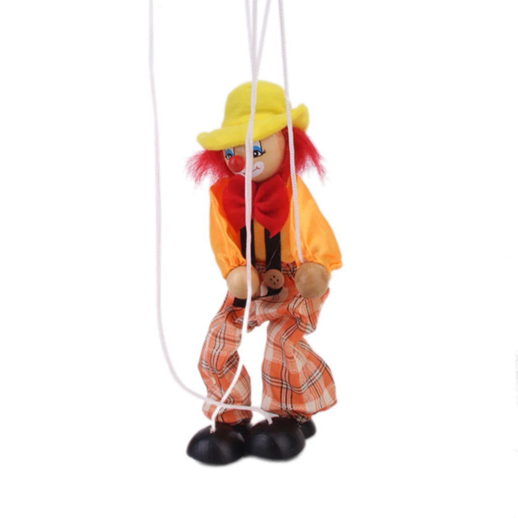 Random 1pc Funny Wooden Clown Marionette String Puppet Pretend Play Toy Props | Игрушки и хобби