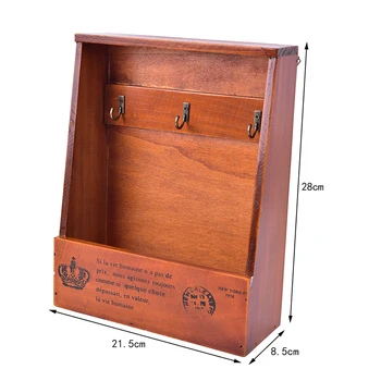 

Retro Wall Mounted Key Holder House Hooks Box Wooden Case Storage Cabinet Rack