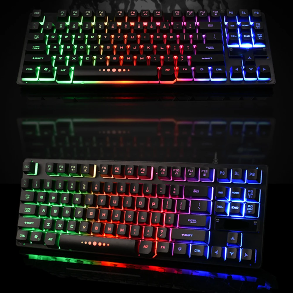 K87 USB Проводная Механическая клавиатура игровая ПК клавиатура с RGB 3 цвета подсветка 87 клавиатуры