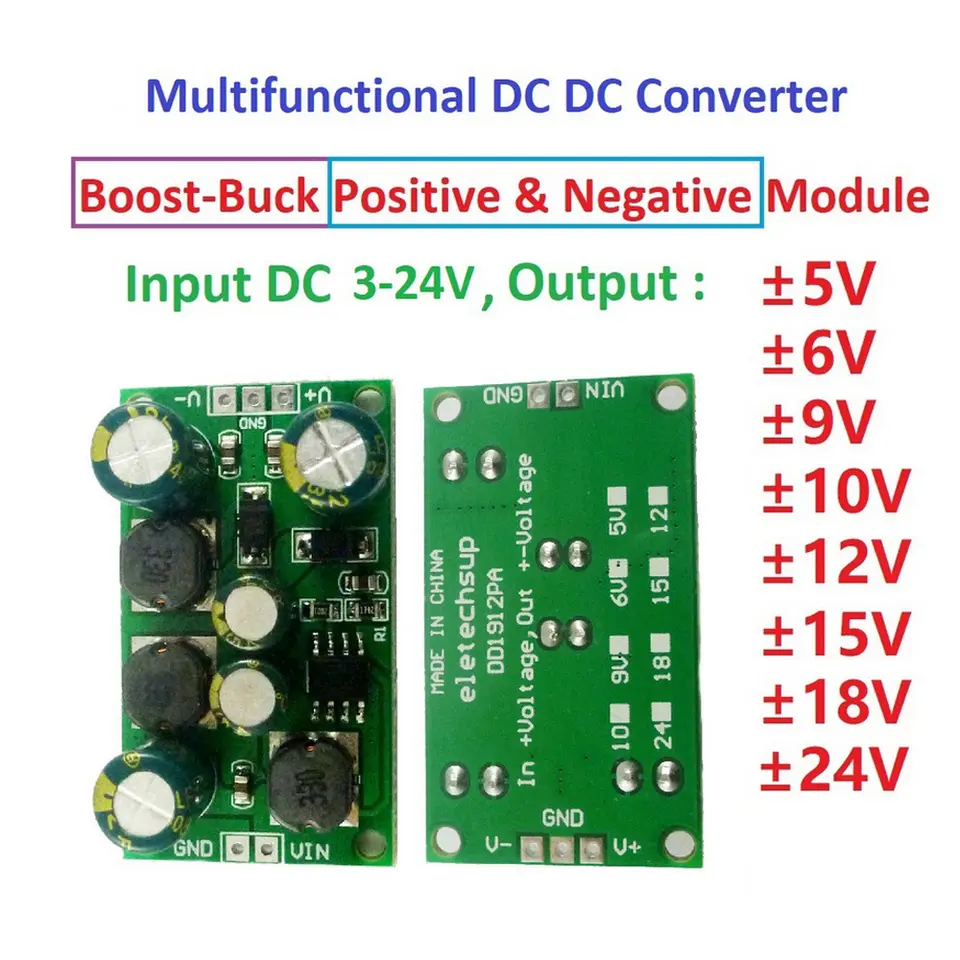 DC-DC Voltage Converter Boost-Buck Module Positive Negative Voltage Dual Output 3-24V to 5V 6V 9V 10V 12V 15V 18V 24V 8W image 1