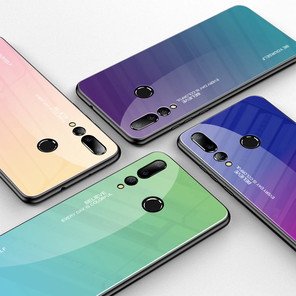 Градиентный чехол из закаленного стекла для телефона huawei P30 Pro P20 Lite mate 20 P Smart Z Plus Nova 5 5i 3 3i Honor 10i 10 20